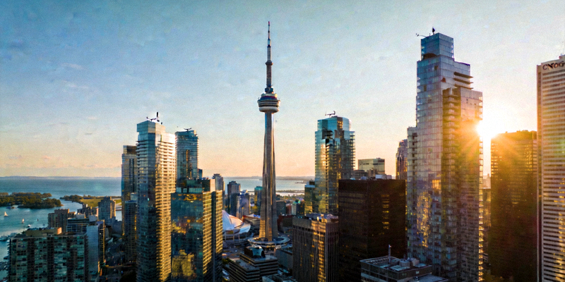 加拿大多伦多CN塔与现代城市景观